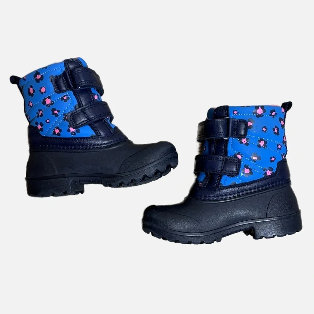Carter's Girls Deltha Cold Weather Boots Pink and Blue Leopard Print Toddler’s 7